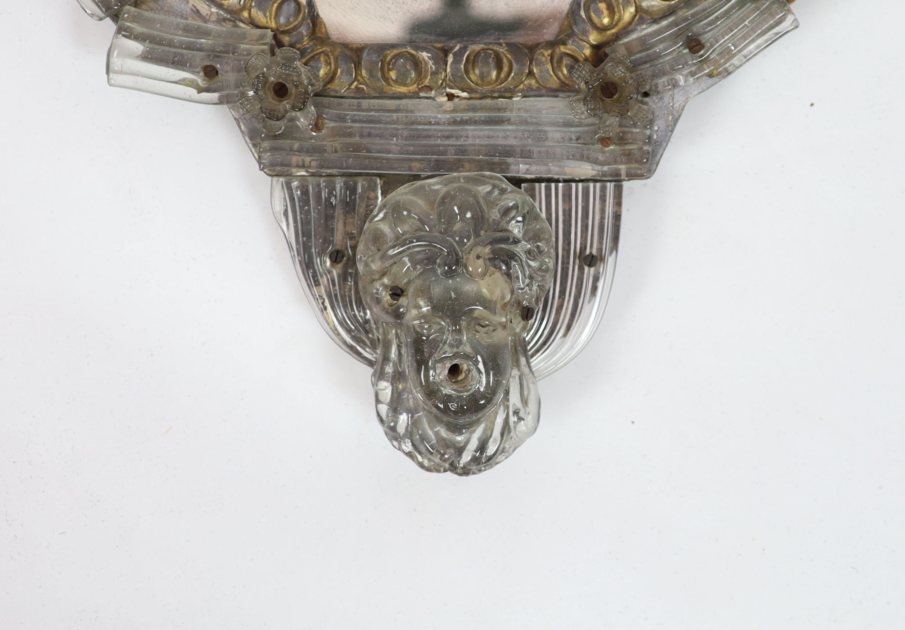 A pair of 19th century Venetian glass and silvered wood wall mirrors, W.51cm H.118cm
